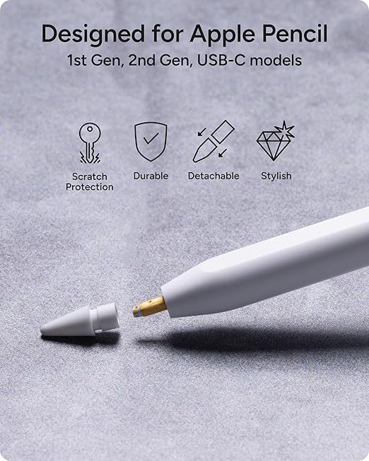 ZAGG Replacement Tips for Apple Pencil 1st Gen, 2nd Gen, & USB-C - Pack of 4, Smooth Writing, Perfect Friction, Pastel Pink, Blue, Green, & White - Image 5