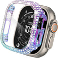 KADES Compatible with Apple Watch Ultra 3 2 1 49mm Case, Full Diamond Bling Protective Bumper with Tempered Glass Screen Protector, Luxury Sparkly Cover for Women, Iridescent by KADES