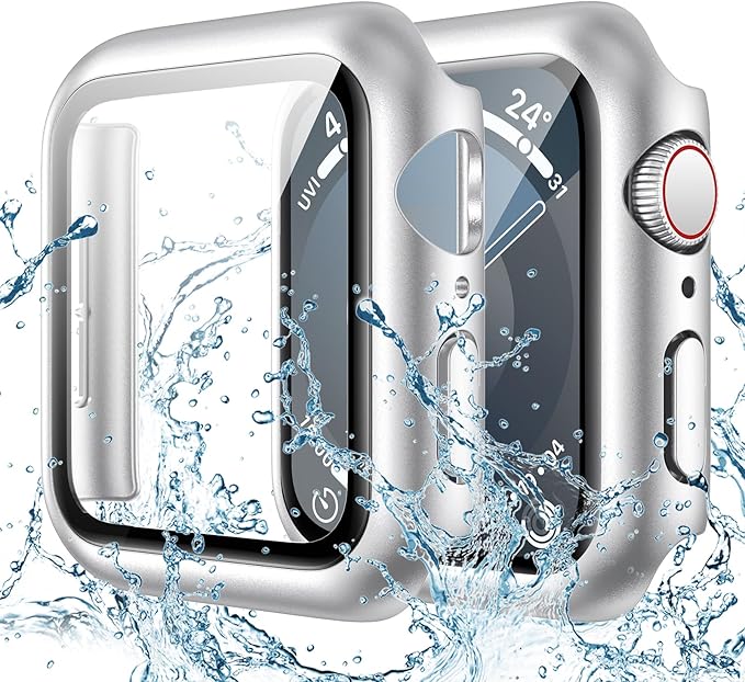 Goton Waterproof Case Compatible for Apple Watch Screen Protector Series 6/5/4, SE 3/2/1 40mm, Hard Bumper with Tempered Glass for iWatch Cover 40 mm by Goton