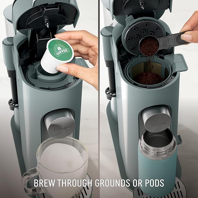 Ninja Pods & Grounds Specialty Single-Serve Coffee Maker, K-Cup Pod Compatible, Built-In Milk Frother, 6-oz. Cup to 24-oz. Travel Mug Sizes, Iced Coffee Maker, 1550 watts, Sage Green, PB051SG - Image 2