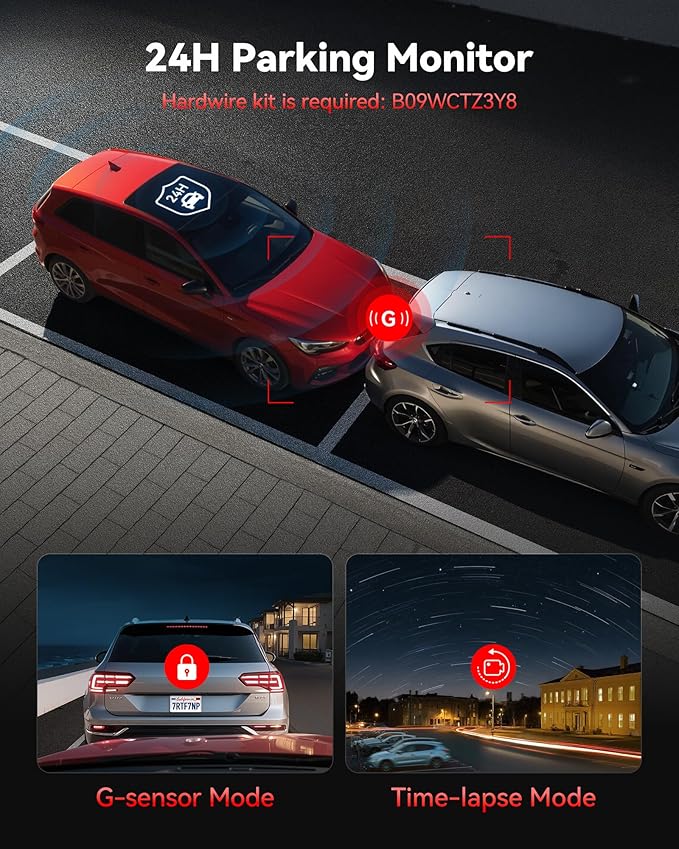 REDTIGER 4K Dash Cam Front Rear, STARVIS 2 Sensor, Free Card Included, 5.8GHz WiFi-20MB/s Fast Download, Dash Camera for Cars with GPS, WDR Night Vision, 170°Wide Angle, 24H Parking Mode(F7NP) - Image 6