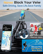YRU [True Upgrade for Safety] Car Phone Holder Mount [Patent & Military-Grade] Dashboard Cell Phone Holder for Car Vent Windshield Phone Stand for iPhone 17 16 15 14 13 Pro Max Truck Samsung, Blue - Image 5
