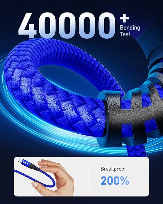 USB A to USB C Cables 60W Fast Charging [2 Pack 6FT], USB to USB C Cable for CarPlay, USB Type C iPhone Charger Durable Braided USBC Cord for iPhone 17/16/15/Pro Max, Samsung Galaxy S23 and More-Blue - Image 6