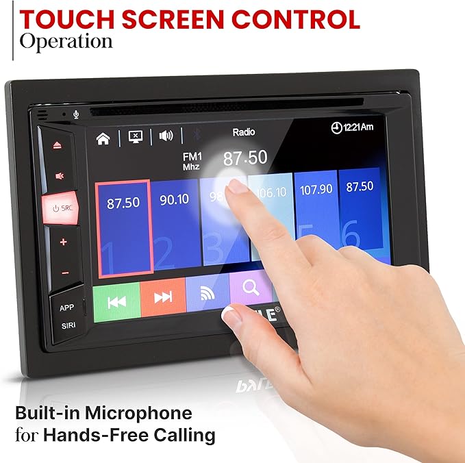 Pyle Double Din DVD Car Stereo Player Bluetooth in-Dash Car Stereo Touch Screen Receiver w/ USB/SD, MP3, CD Player, AM FM Radio, Steering Wheel Feature, Hands-Free Call, Camera/Speaker Input - Pyle - Image 3