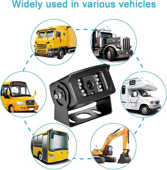 Bus Truck Vehicle Backup Cameras Wide View Angle cab cam Rearview Reverse Waterproof Night Vision 4 PIN Cam for Travel Trailer/Pickup/Van/RV Camper/Motor Home (12V,package not include extension cable) - Image 6