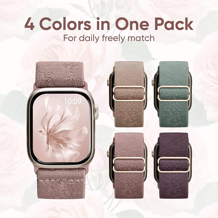 4 Pack Stretchy Solo Loop Compatible with Apple Watch Bands 38mm 40mm 41mm 42mm 44mm 45mm 46mm 49mm Women Men, Sport Nylon Elastic Straps Wristbands for iWatch Series 11 10 9 8 7 6 5 4 11 Ultra/SE 3 2 - Image 7