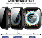 Suoman 3-Pack for Apple Watch 41mm Privacy Screen Protector Case, [Anti-Peeping] Ultra-Thin Tempered Glass Protective Cover - Image 4
