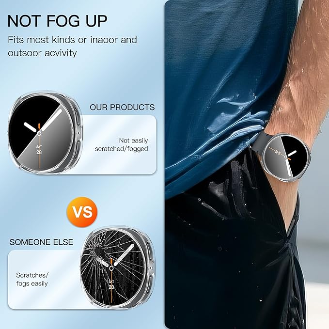 Suoman 3 Pack for Samsung Galaxy Watch 8 44mm Case, High Definition Clear Screen Protector, Full Around Electroplate Soft TPU Bumper Around Protective Case Cover -Clear - Image 7