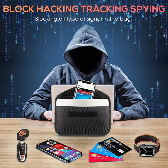 2 Pack Faraday Bags for Phone and Car Keys, Signal Blocking Key Pouch, Anti Theft Car Protection, Cell Phone Keyless Entry Fob Signal Blocking Pouch - Image 2