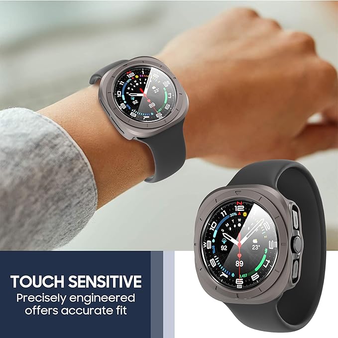 Suoman 5+5 Pack for Samsung Galaxy Watch 7/8 Ultra 47mm (2024/2025) Case, 9H Tempered Glass Screen Protector+ All-Round PC Matte Protective Cover Bumper -Black+Blue+Silver+Grey+Clear - Image 6