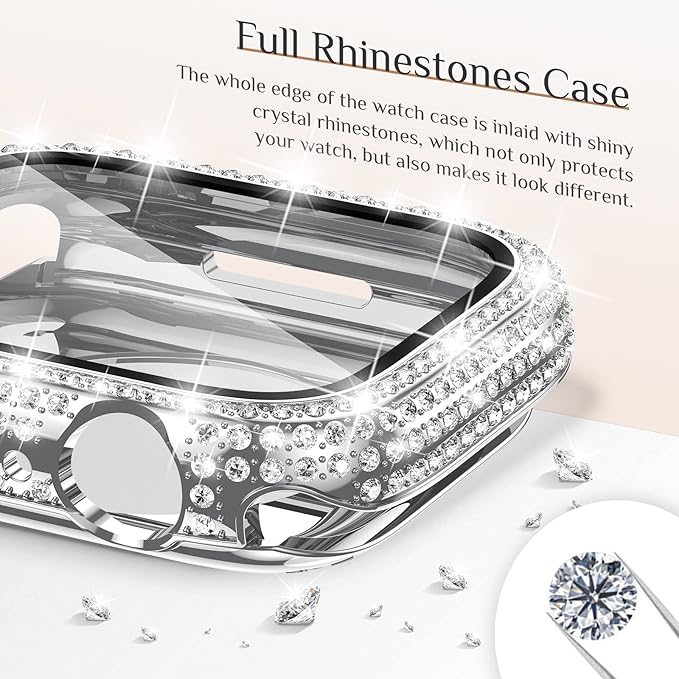 Goton 40mm Waterproof Bling Case for Apple Watch Screen Protector SE 3/2/1,Series 6/5/4 40 mm, Sparkling PC Front Bumper & Hollow Back for iWatch Cover, Splash-Resistant, Easy Install - Image 4