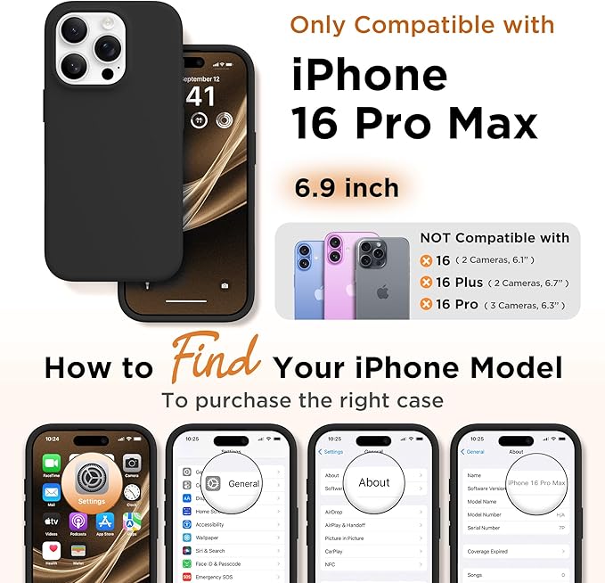 GolbinBox Magnetic for iPhone 16 Pro Max Case, Compatible with MagSafe, [Soft Anti-Scratch Microfiber Lining], Liquid Silicone Shockproof Protective Phone Case for iPhone 16 Pro Max, Black - Image 2
