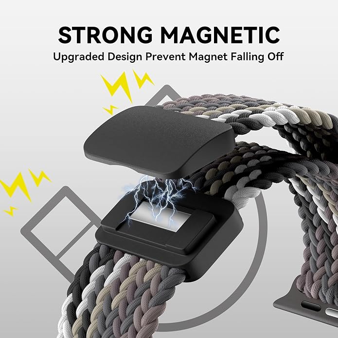 Braided Stretchy Band Compatible with Apple Watch Band 38mm 40mm 41mm 42mm 44mm 45mm 46mm 49mm Women Men, Adjustable Nylon Elastic Magnetic Clasp Strap for iWatch Series 10 9 8 7 6 5 4 3 2 1 SE Ultra - Image 2