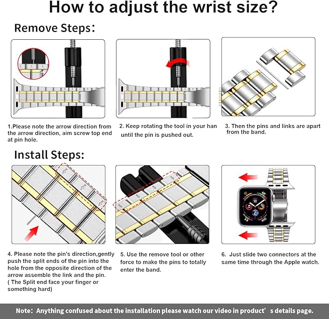 MioHHR Solid Stainless Steel Band Compatible with Apple Watch 46mm (Series 11 10), Metal Strap with Soft TPU Case for iWatch Series 11/10 46mm Women and Men, Silver/Gold - Image 6