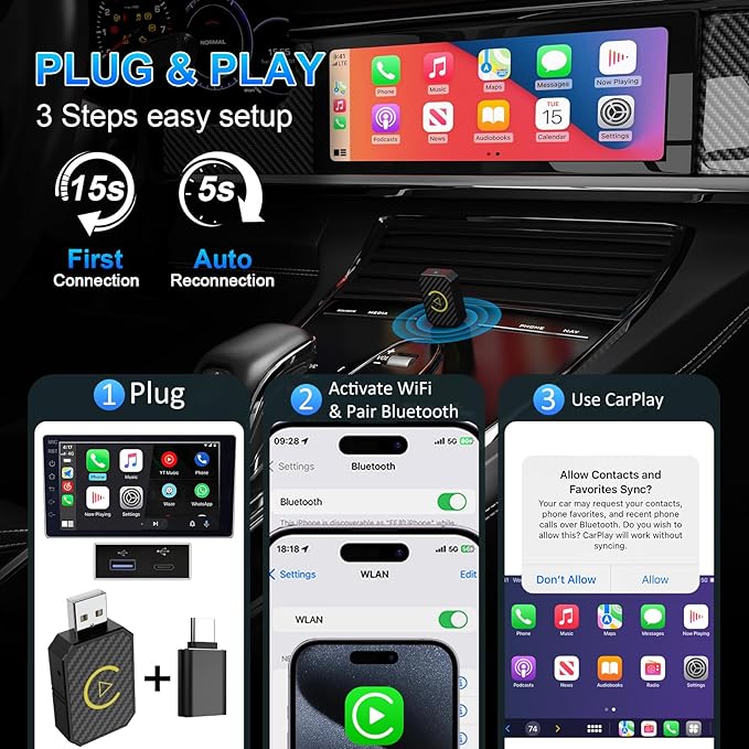 Mini Wireless CarPlay & Android Auto Adapter - Stable Fast Connection for iPhone/Android - Convert Factory Wired to Wireless for Cars 2016+ - Image 5