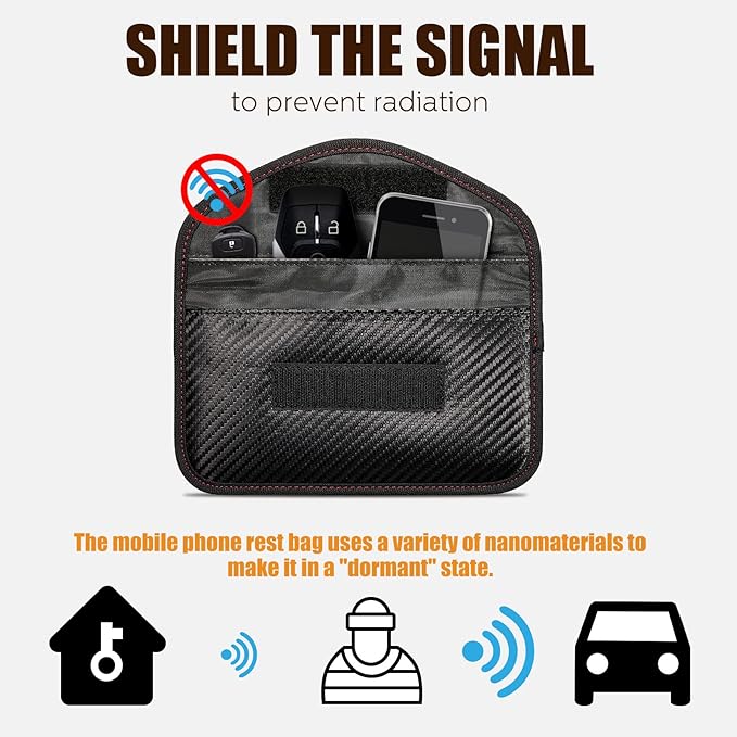Frienda 4 Pieces Faraday Bags Phone for Key Fob Protector Car RFID Signal Blocking GPS Anti-tracking Faraday Pouch Shielding Wallets for Cell Phone Privacy Card Protection(Carbon Fiber) - Image 2
