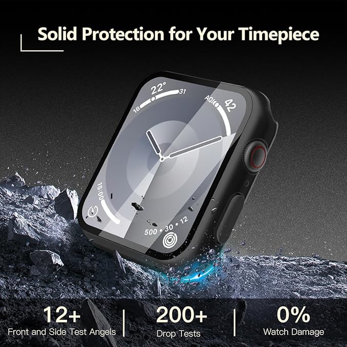 [2-Pack] Julk 41mm Hard Case with Built-in Screen Protector for Apple Watch Series 9/8/7, Slim Fit Cover with Touch Sensitive 9H Tempered Glass for iWatch (2 Transparent) - Image 2