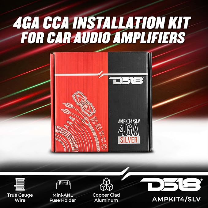 DS18 AMPKIT4/SLV - 4GA CCA Complete Package Installation Cable Kit for Car Audio Amplifiers Silver - Image 2