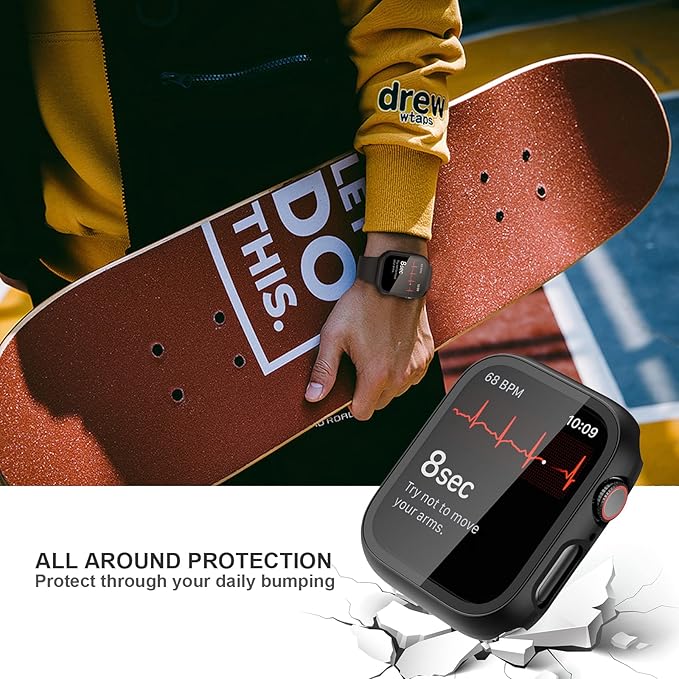 6 Pack for Apple Watch Series 3/2/1 42mm Case with Tempered Glass Screen Protector,JZK Slim Guard Bumper Full Coverage Hard PC Protective Cover HD Ultra-Thin Cover for iWatch 3/2/1 42mm Accessories - Image 4
