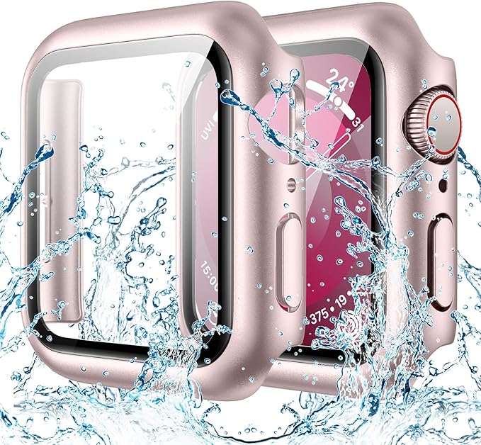 Goton Waterproof Screen Protector Case Compatible for Apple Watch Series 9/8/7 41mm, Hard Bumper with Tempered Glass for iWatch Cover 41 mm by Goton