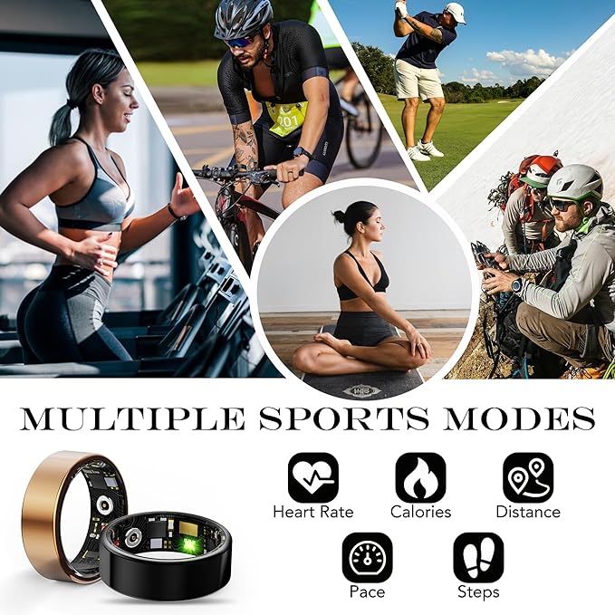 Smart Health Ring for Women Men Fitness Tracker with Heart Rate, Blood Oxygen, Blood Pressure, Sleep Monitoring, Step Counting, IP68 Waterproof for iOS and Android, No APP Fee, Silver 6 - Image 3