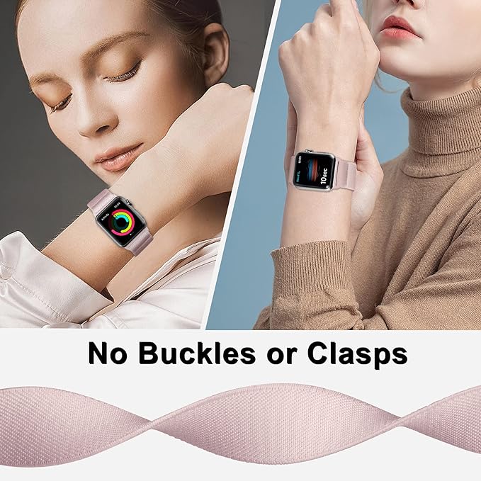 Stretchy Nylon Solo Loop Bands Compatible with Apple Watch 38mm 40mm 41mm 42mm 44mm 45mm 46mm 49mm Ultra 2 iWatch Series 11 10 9 8 7 SE 6 5 4 3 2 1 Strap,Sport Elastic Braided Women Men - Image 4