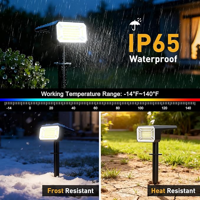 Solar Spot Lights Outdoor Waterproof IP65, [4 Pack/100 LED/4 Modes] 2-in-1 Solar Landscape Spotlights, Auto On/Off High Lumens Spot Lights for Outside Yard Garden Pathway(Cool White) - Image 4