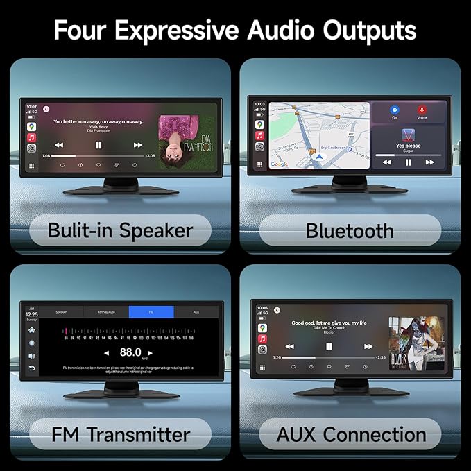Wireless Carplay Screen for Car with 4K Dash Cam, 11.26 inch Portable A-pple CarPlay & Android Auto in Cell Touchscreen with Backup Camera, Mirror Link/Navigation/Bluetooth/Siri/FM - Image 6