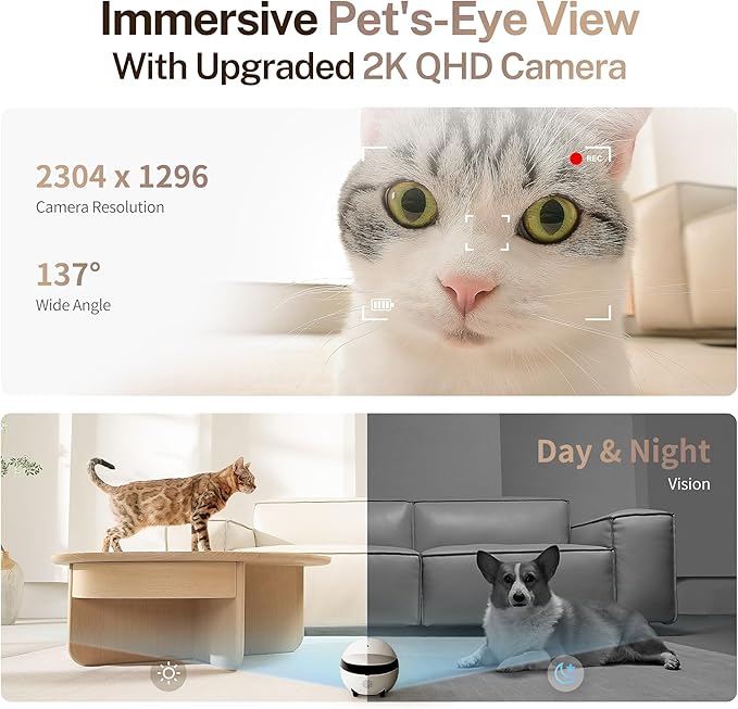 Enabot EBO ROLA Mini FamilyBot 2K Pet Camera Robot: Movable Indoor Camera Battery-Powered with Phone App, One-Touch Call, 2-Way Talk, Night Vision, Motion Detection, Video Recording - Image 4