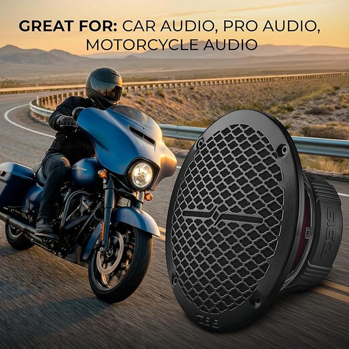 DS18 PRO-ZT Pro Audio Coaxial Midrange Speakers with Built-in Bullet Tweeter, 4-Ohms, Water Resistant - Black Metal Mesh Grill Included (1 Speaker) (8" inches) - Image 4