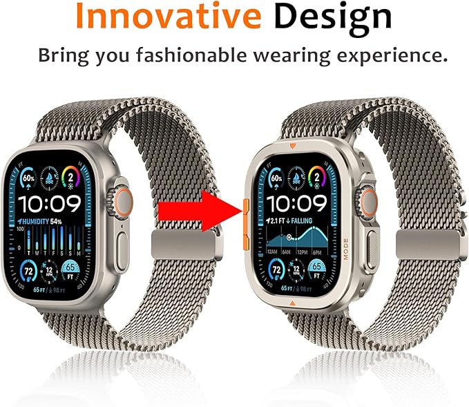 Amizee Metal Case Compatible with Apple Watch Ultra 3/2/1 49mm Case with Back Cover, Rugged Protective Bumper Cover for iWatch 49mm, Titanium - Image 2