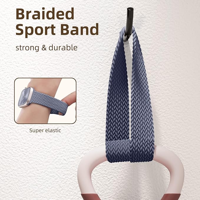 Braided Stretchy Bands Compatible with Apple Watch Bands 40mm 44mm 38mm 41mm 42mm 45mm 46mm 49mm Women Men, Soft Nylon Sport Strap with Magnetic Clasp for iWatch Series 11 10 9 8 SE 7 6 5 4 3 2 Ultra - Image 4