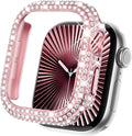 KADES Bling Case Compatible for Apple Watch Series 9/8/7 41mm, Sparkly Full Diamond Protective PC Bumper Cover, Rhinestone Frame for Women, 41mm-Pink by KADES