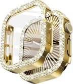 Surace Bling Apple Watch Case with Screen Protector Compatible with Apple Watch Series 11 Series 10 46mm, Crystal Diamond Overall Protective Case Face Cover Bumper 46mm, Gold by Surace