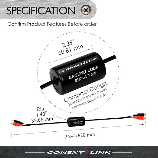 Conext Link RCA Stereo 2 Channel Ground Loop Isolator Signal Noise Filter Suppressor Reducer Alternator for Car Audio Stereo（13600） - Image 3