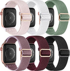 Lerobo 6 Pack Braided Bands Compatible with Apple Watch 44mm 45mm 42mm 49mm 46mm 41mm 40mm 38mm Women Men Stretchy Nylon Solo Loop Sport Strap for iWatch Ultra SE 3/2/1 Series 11 10 9 8 7 6 5 4 3 2 1 by Lerobo