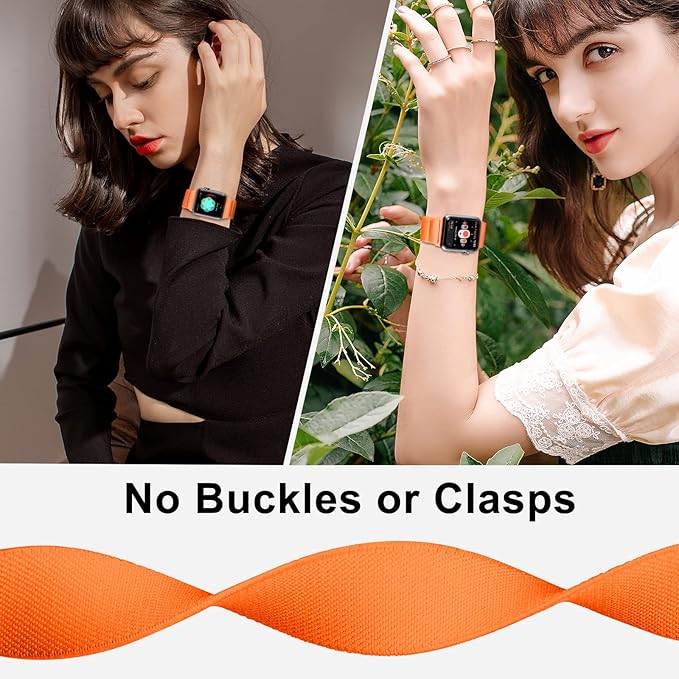 Stretchy Nylon Solo Loop Bands Compatible with Apple Watch 38mm 40mm 41mm 42mm 44mm 45mm 46mm 49mm Ultra 2 iWatch Series 11 10 9 8 7 SE 6 5 4 3 2 1 Strap,Sport Elastic Braided Women Men - Image 4
