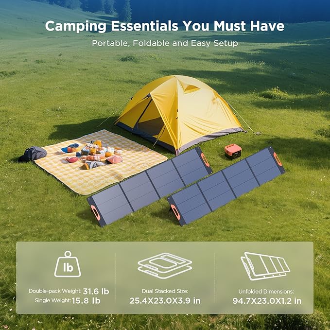 440 Watt Portable Solar Panel with Bypass Diodes,2PCS 220W N-Type 16BB Foldable Solar Charger for Power Station, 25% High Efficiency IP67 Waterproof 4 Kickstands for Camping RV Home Backup - Image 3