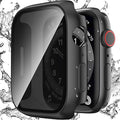 Waterproof Privacy Case Compatible with Apple Watch Series 9/8/7 45mm with Anti-peep Screen Protector, iWatch Face Cover Protective Bumper for iWatch Case 45mm Black by Zumyzu