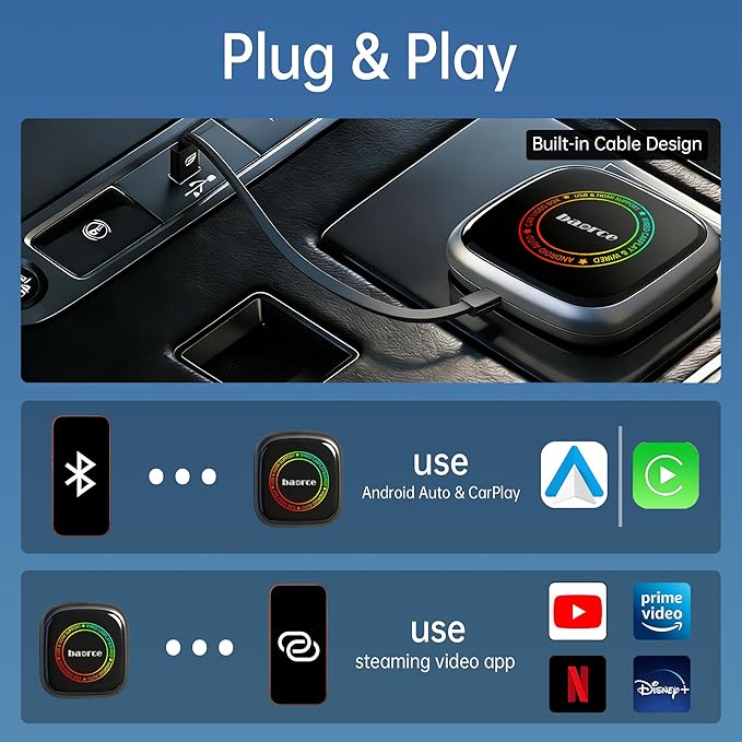 Magic Box 3.0 Max 2026 Upgrade - 32G Car Streaming Device with Netflix, YouTube, Disney+, Wireless Apple CarPlay & Android Auto Adapter, Support HDMI Output & USB Drive, for OEM Wired CarPlay Cars - Image 8
