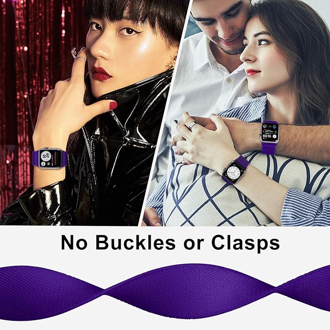 Stretchy Nylon Solo Loop Bands Compatible with Apple Watch 38mm 40mm 41mm 42mm 44mm 45mm 46mm 49mm Ultra 2 iWatch Series 11 10 9 8 7 SE 6 5 4 3 2 1 Strap,Sport Elastic Braided Women Men - Image 4