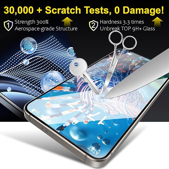 3 Pack Galaxy S25 Plus [6.7 Inches] Screen Protector Tempered Glass, 9H Glass, Fast Alignment Tool, Case Friendly, Scratch Resistant, Bubble Free - Image 6