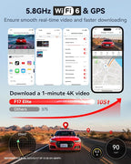 REDTIGER F17 Elite & USB C to USB C Power Cord, 4K Dash Cam 3 Channel, STARVIS 2 IMX678 & IMX675, Front and Rear Inside Car Camera for Cars, 128GB Card, Full Color Night Vision, 5.8GHz WiFi GPS, HDR - Image 7
