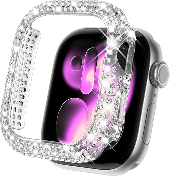 KADES Bling Case Compatible for Apple Watch Series 3/2/1 38mm, Sparkly Full Diamond Protective PC Bumper Cover, Rhinestone Frame for Women, 38mm-Clear by KADES
