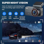 2.5K Dash Cam Front and Rear with 64GB Card, Car Camera WiFi & GPS, 3.39" IPS Screen, WDR Night Vision, Parking Monitor, G-Sensor Dash Camera - Image 4