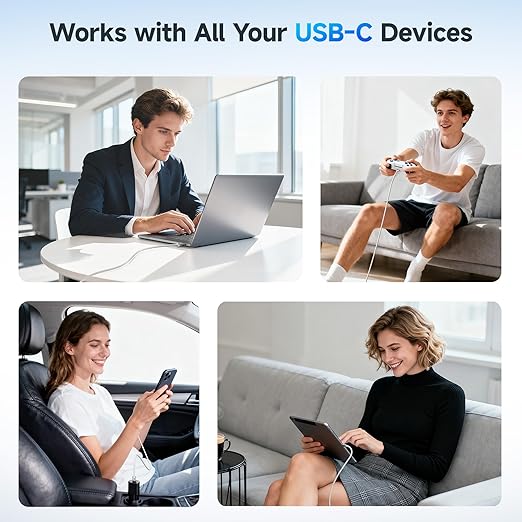 Cable Matters 2-Pack 240W USB C Fast Charging Cable - 3ft, USBC to USBC Cable, No Video, 240W Fast Charging Cord Type C Works with iPhone 15/16, iPad Pro, Macbooks, Surface Pro, White - Image 5