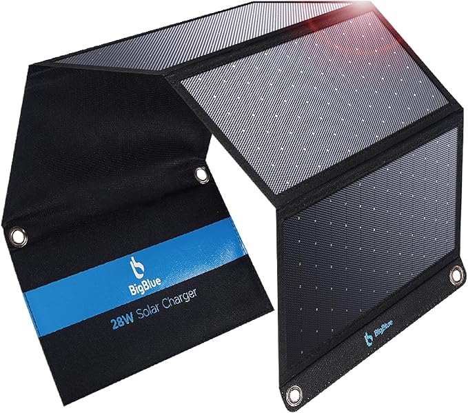 BigBlue 28W Solar Panel Charger with Dual USB-C and USB-A, Portable Solar Phone Charger for Camping, Hiking, Backpacking, Emergency Solar Charger for iPhone, iPad, Samsung Galaxy, Power Bank, GPS etc by BigBlue