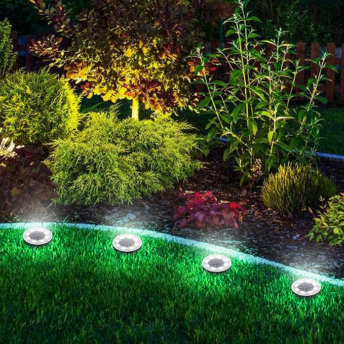 Joomer Solar Ground Lights, 12 Pack 8 LED Solar Lights Outdoor Waterproof IP68 Disc Light Landscape Lighting Garden Light for Patio Pathway Lawn Yard Driveway Walkway(White) - Image 7