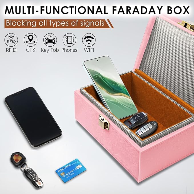 Faraday Box for Car Keys – RFID Signal Blocker, Key Fob Protector, Anti-Theft Keyless Entry Protector with Faraday Pouch - Image 3