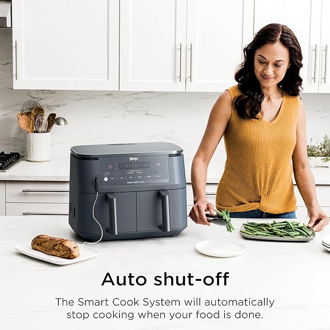 Ninja Foodi Air Fryer w/Smart Cook Thermometer | 6-in-1 Air Fry, Roast, Bake, Dehydrate & More | DualZone™ Match Cook & Smart Finish, 2 Independent Baskets | XL 10 Qt, Stainless Steel | Grey,DZ550GY - Image 7